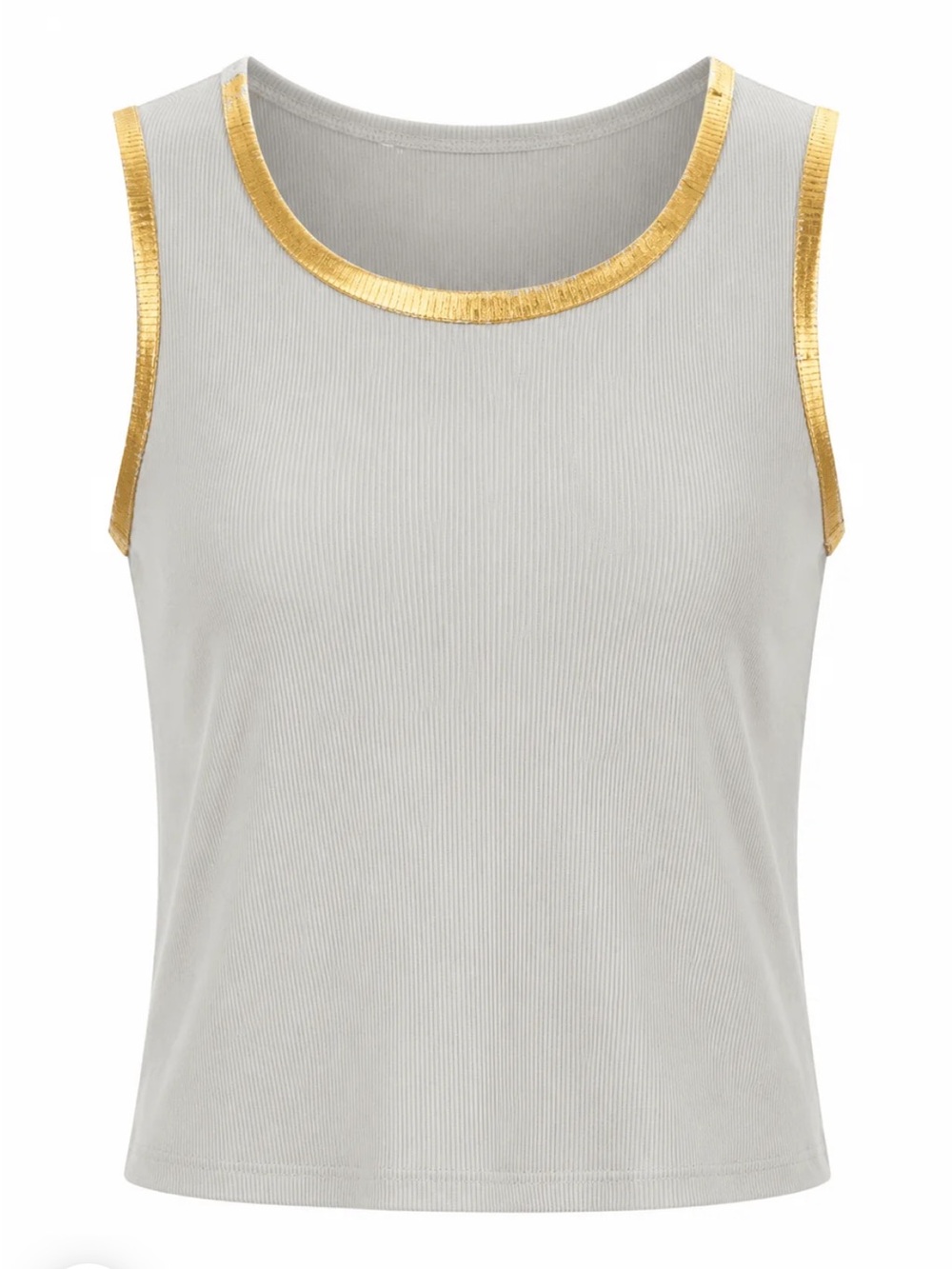 Women’s Gold-Trim Greige Tank Top